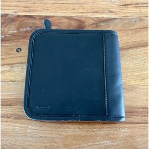 Vintage Coach Black Leather CD Holder Portable Car Travel Bag Storage Zip Around